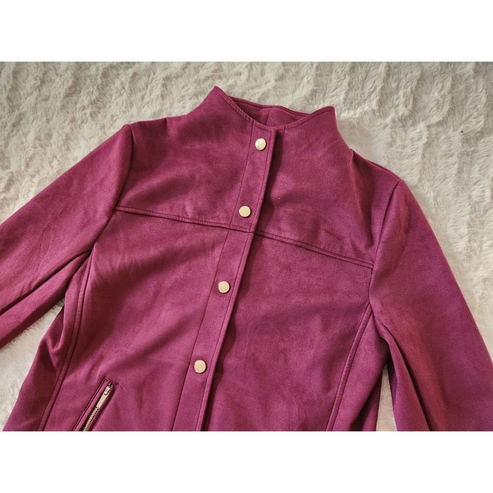 Chico's Long Sleeve Button Front Burgundy Jackets Womens Size 0 (Small)